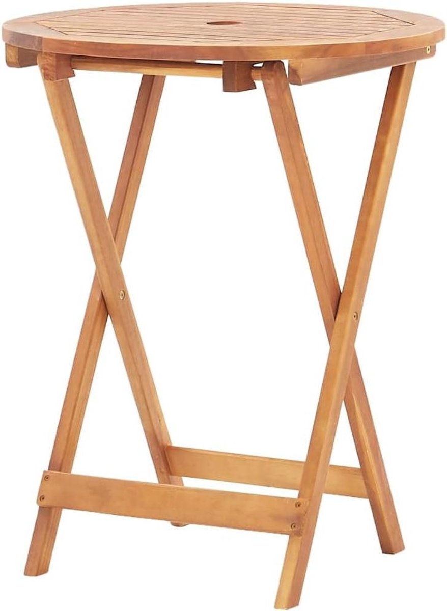 Inklapbare tuintafel - Houten buitenmeubel - Buiten dineren - Lattendesign blad - 60 x 75 cm - Bruin