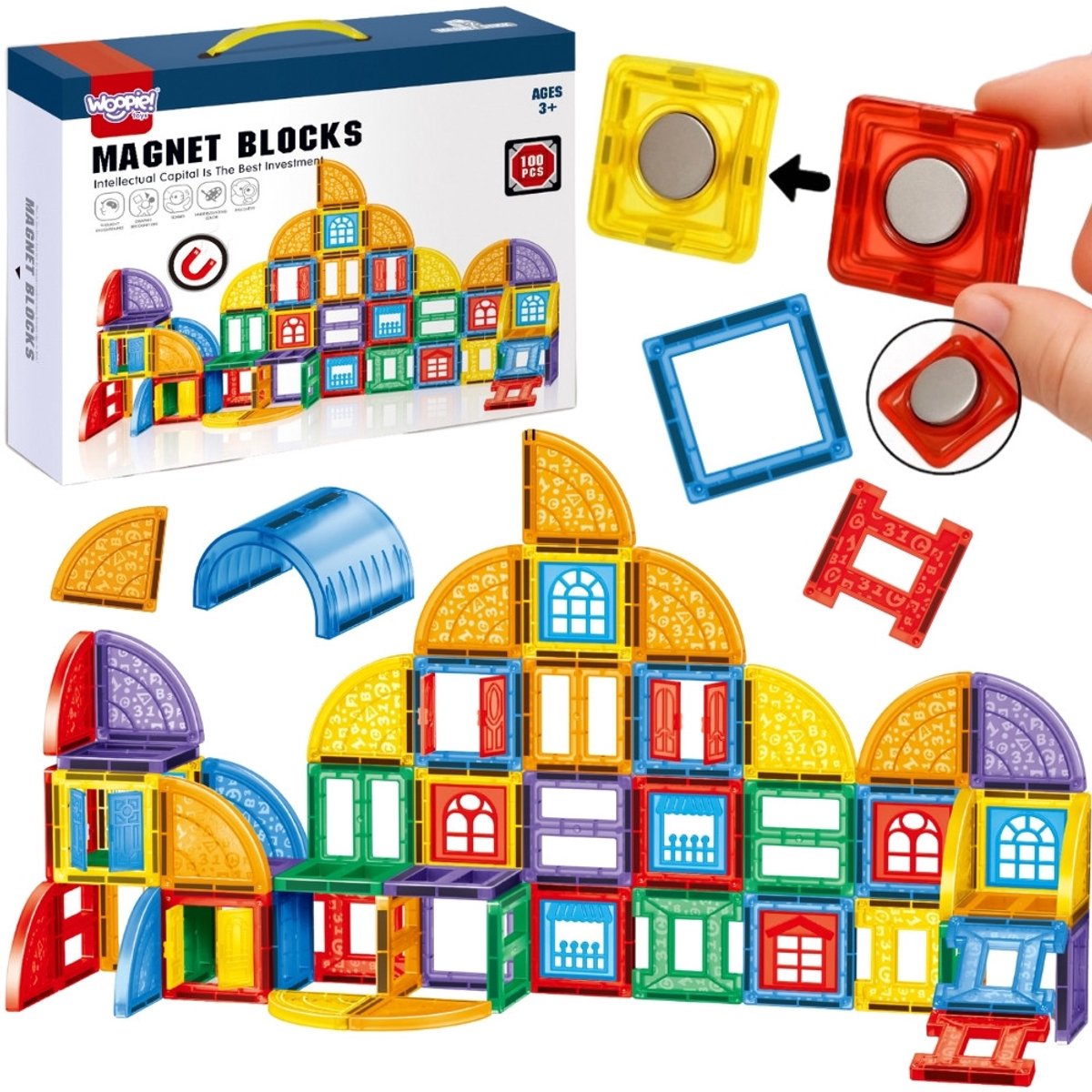 Woopie Magnetische Constructieblokken 3D Educatieve Set Kasteel 100st.