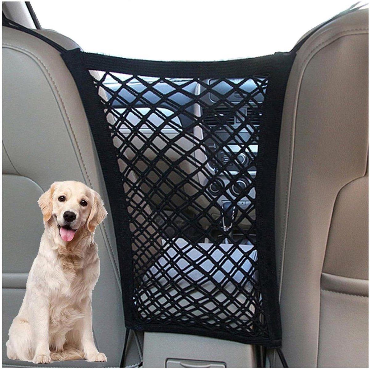 Auto Scheidingsnet - Hondenrek Organizer - Veilige Rit - Dubbellaags Elastisch Mesh - 23 x 30 cm - normal