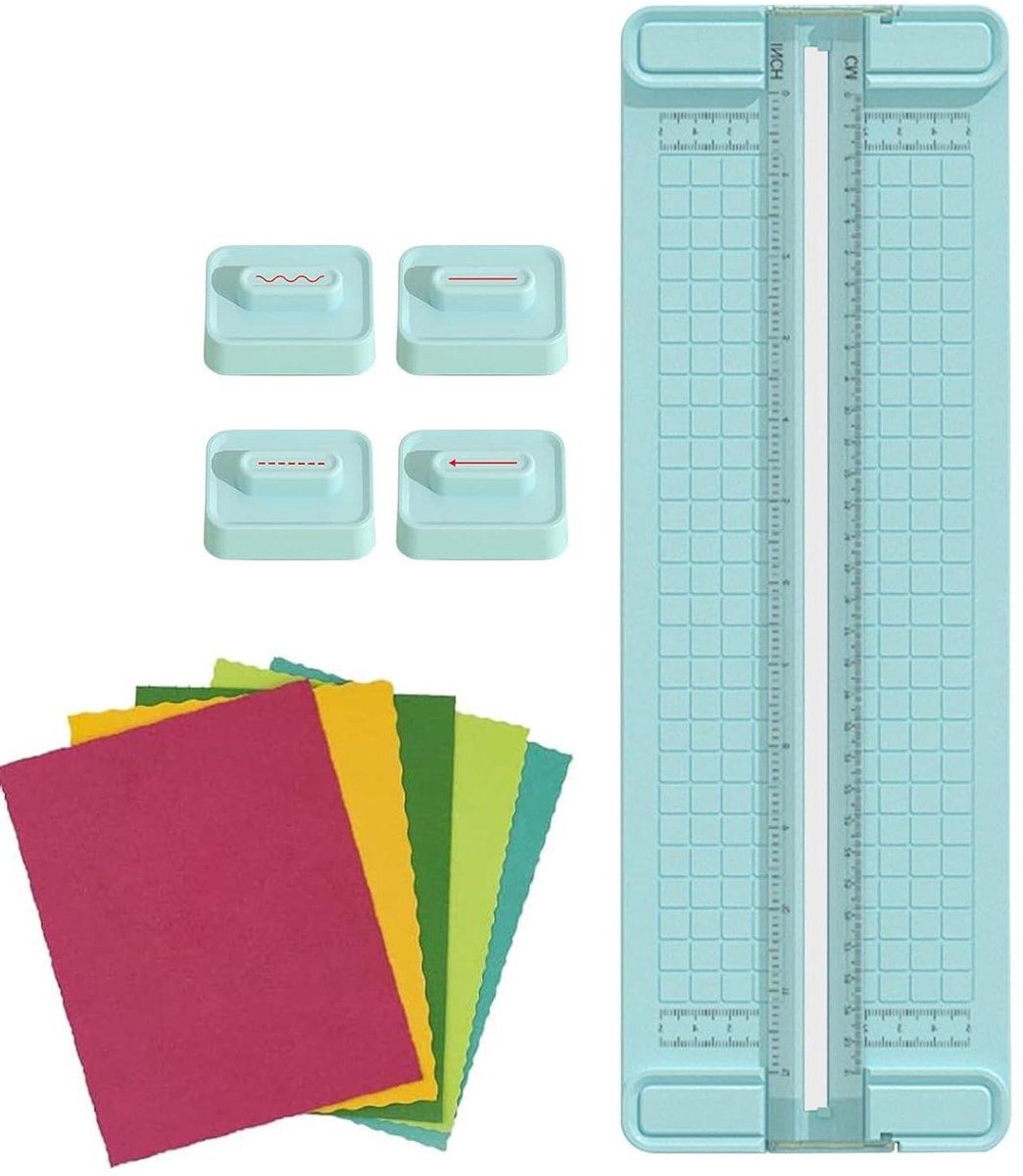 Papier Snijder Schuif - Papier Snijapparaat Trimmer - Kaarten Maken - 4-in-1 Bidirectioneel Systeem - 365 cm - Blauw
