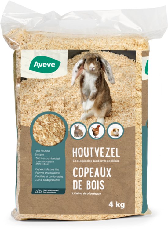Aveve - Houtvezel - 4KG - Natuurlijke Bodembedekking - Absorberend - Voor Dieren