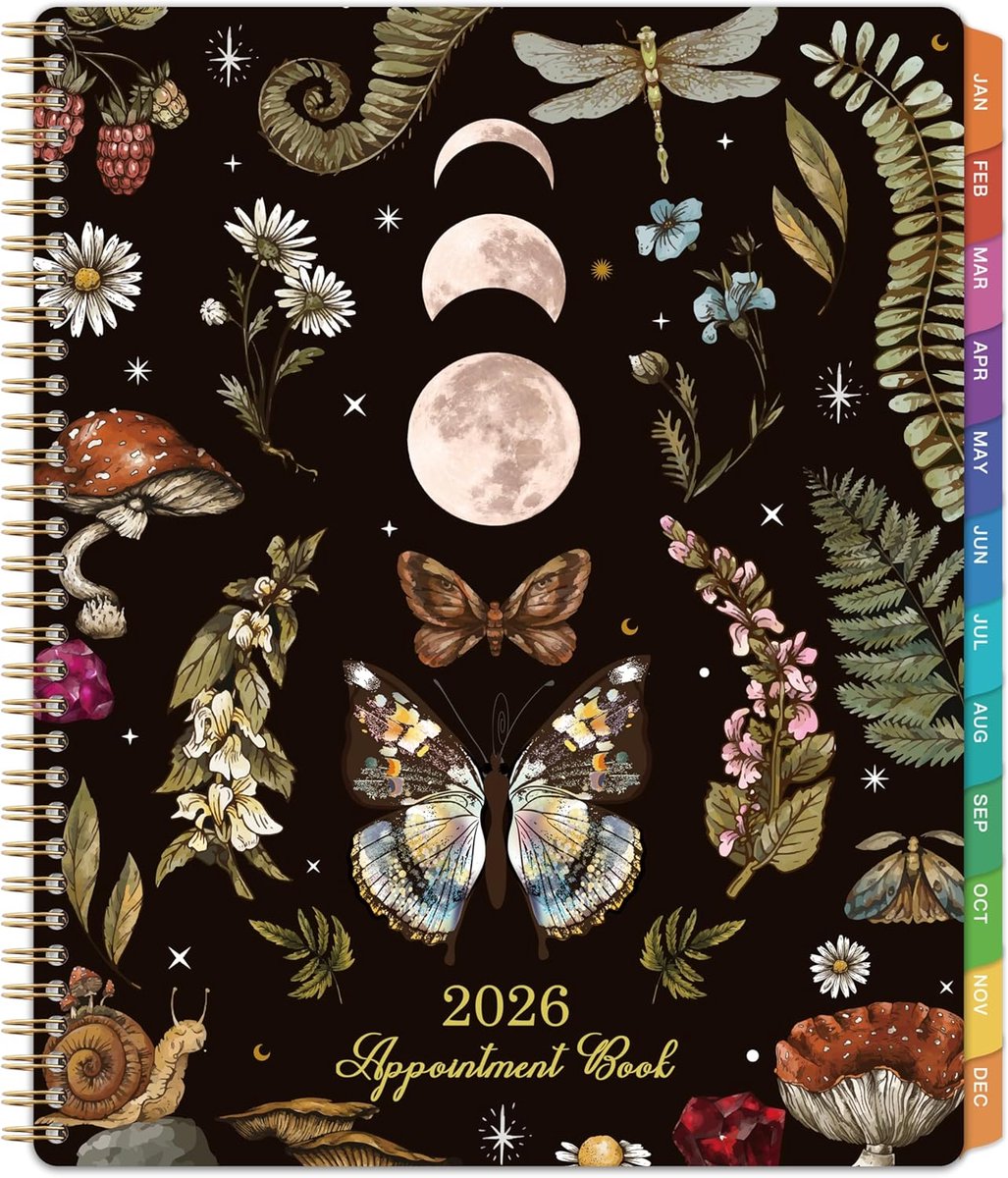 Afsprakenboek 2026 - Planner Jaar - Planning Maken - Uurplanner 30 Minuten - 20.1 x 28 cm - Zwart