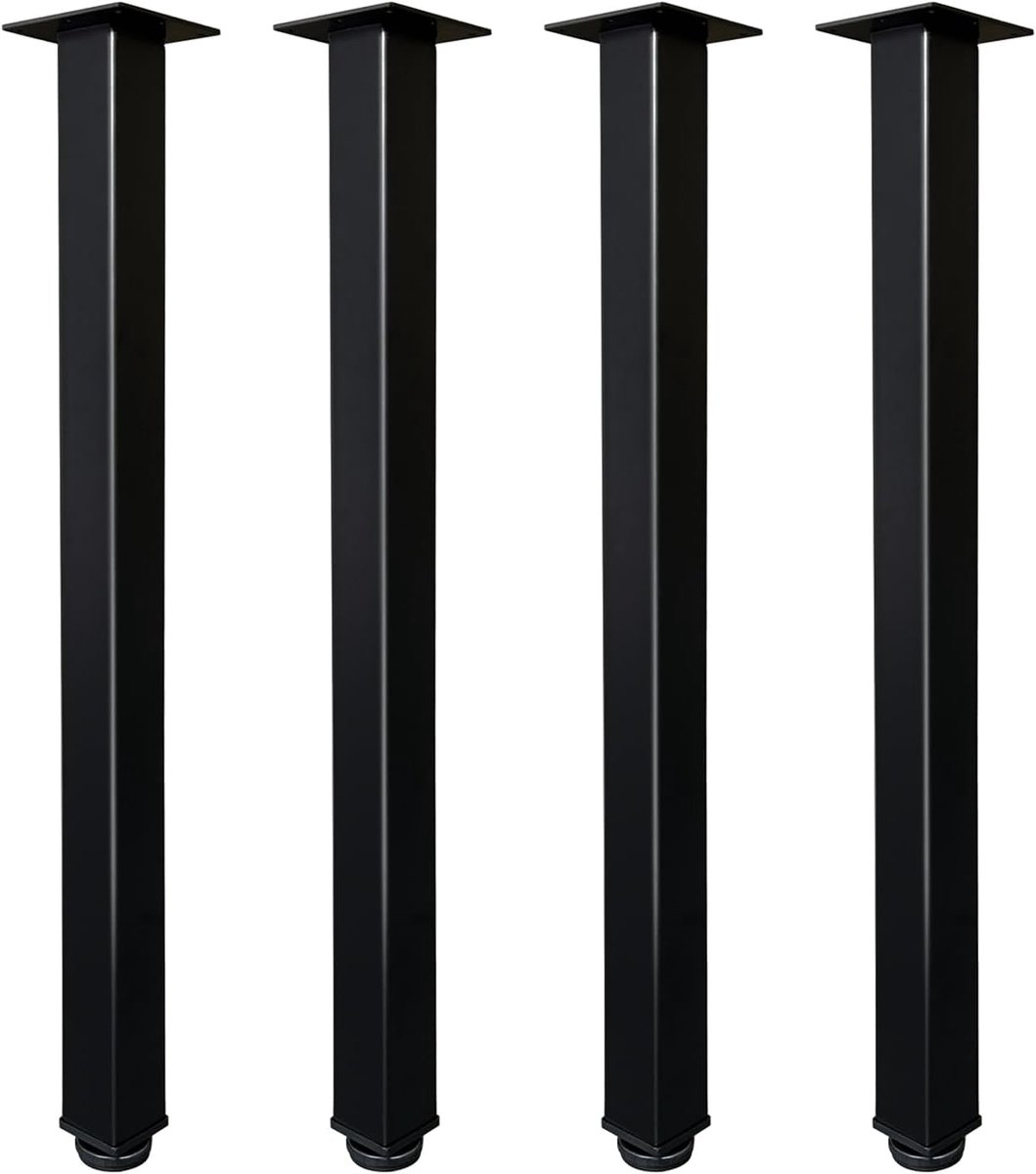 Metalen Meubelpoten - Tafelonderstellen Set - Meubels Maken - Verstelbare Voetjes - 4 stuks 70cm - Zwart