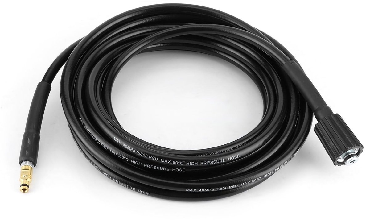 Dailygoods- Hogedrukreinigingsslang 15m - Vervanging K2/K3/K4/K5 - Slijtvast - Knikbestendig - Rubber - Max. druk 40 MPa/5800 PSI - Reinigingsslang