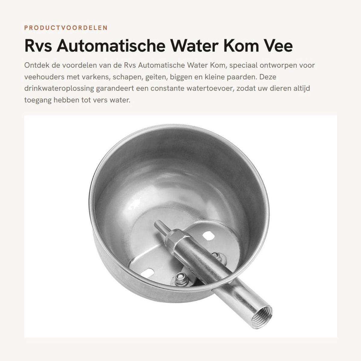 Dailygoods- Waterkom Roestvrij Staal - Automatische Drinker - Vee Drinkbak - Voor Varkens/Schapen/Geiten - Diameter 15cm - Waterbesparend Systeem