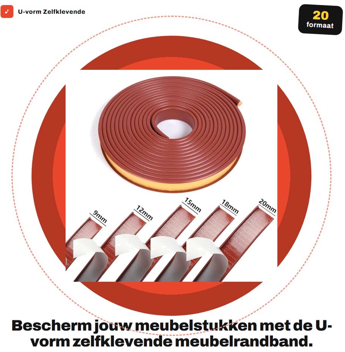 Dailygoods- Meubelrandband 5 meter - U-vorm - Flexibel - TPE - Stootrand - Randbescherming Rubber - Ideaal voor scherpe randen