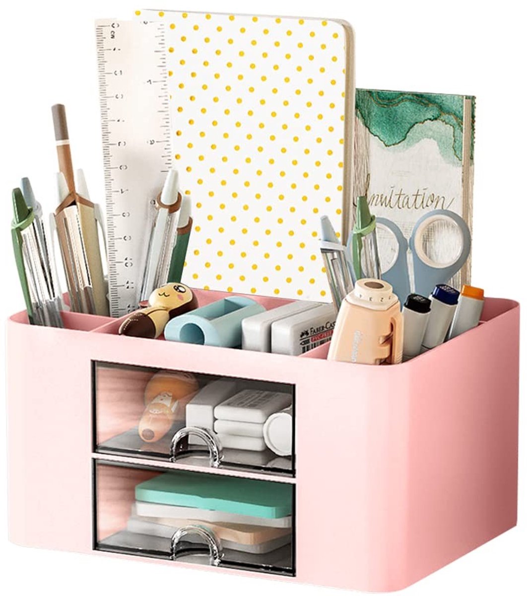 Dailygoods- Bureau-organizer multifunctioneel - Pennenhouder - Bureau accessoires - Organizer voor thuis/school - 7 Vakken - Hoogwaardige kunststof - 19,5×14×10 cm