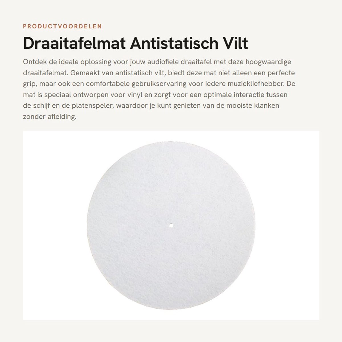 Dailygoods- Draaitafelmat Antistatisch - 2 mm Vilt - Anti-vibratiemat - Vinyl - Geschikt voor Platenspelers - Diameter 295 mm - Platenspelermat