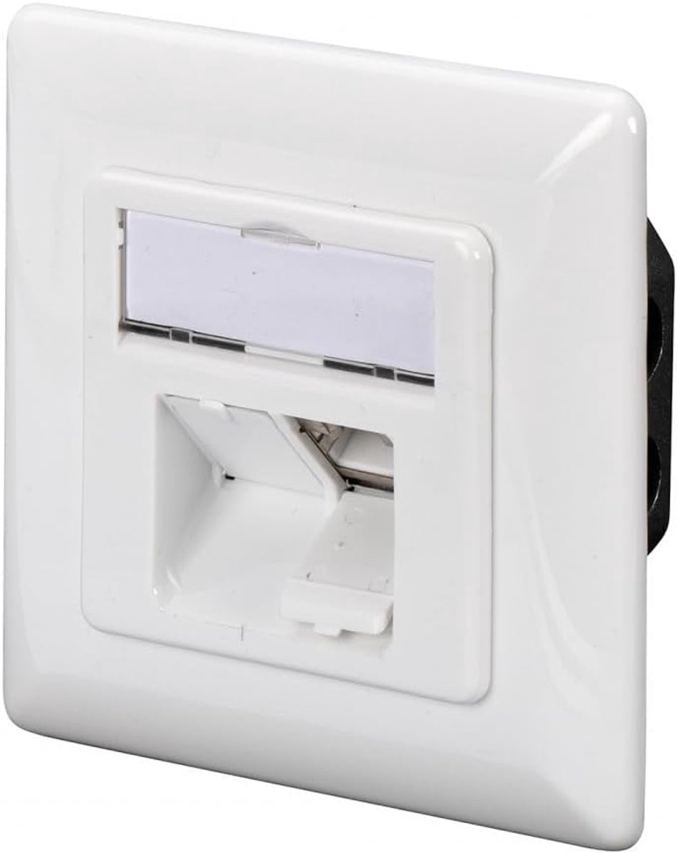 Netwerk Contactdoos - RJ45 Aansluiting - Internet Installatie - Afgeschermd Cat 6 - 2 Poorten - Wit