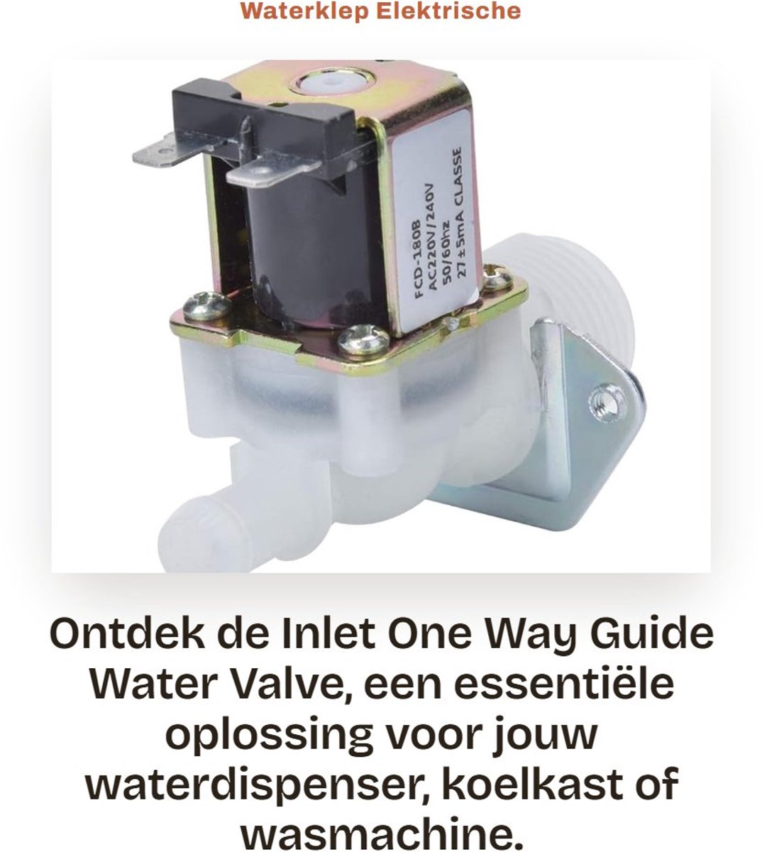 Dailygoods - Waterklep - Elektrische klep - Kunststof - Solenoïde - Waterdispensers - Koelkasten - Wasmachines