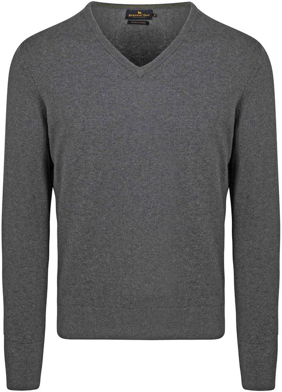 Steppin' Out Pullover V-hals Merinowol Antraciet - Maat S - Heren - Pullovers