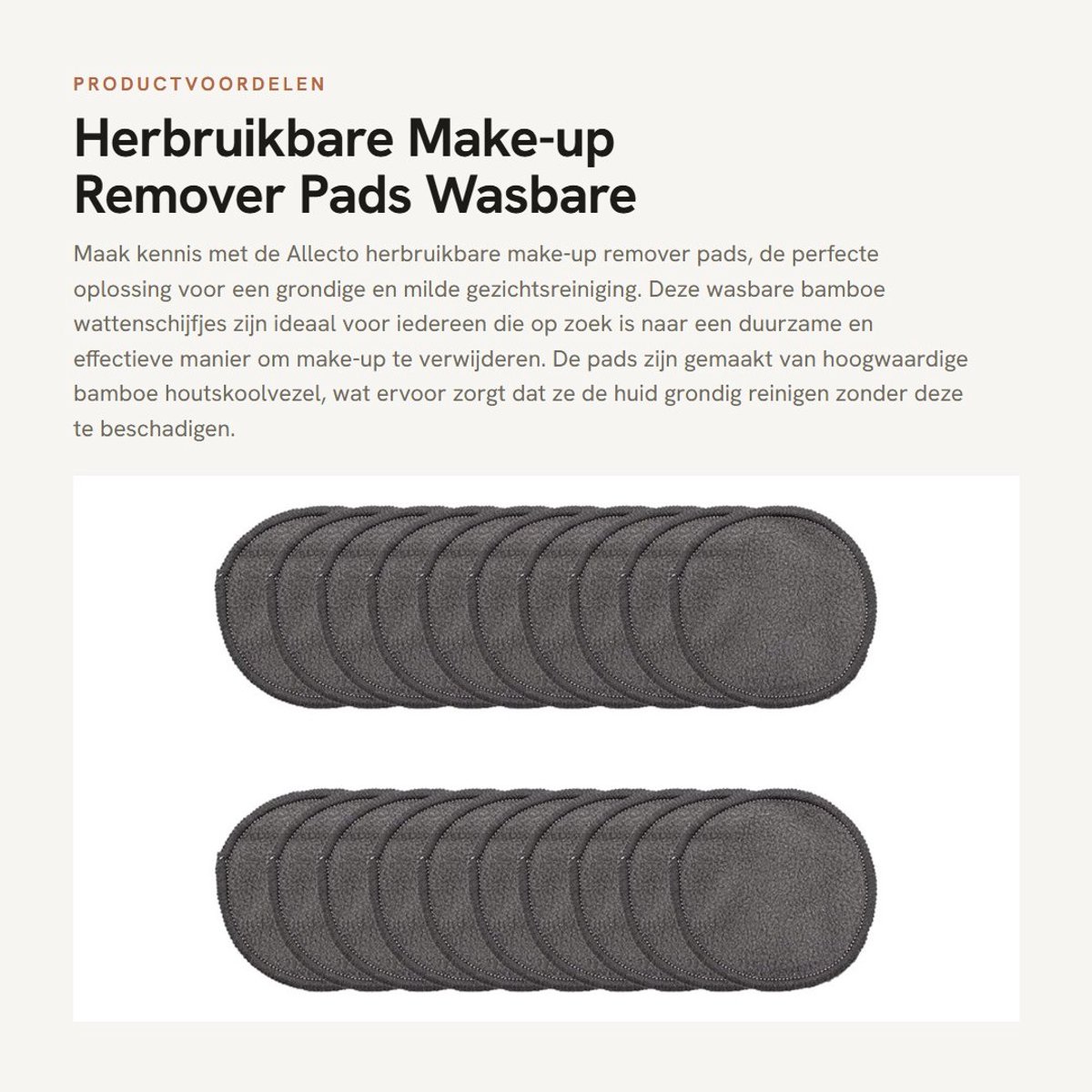 Dailygoods- Make-up Remover Pads 20 Stuks - Herbruikbare Bamboe Wattenschijfjes - Wasbare Gezichtsdoekjes - Anti-pilling - 8 cm Diameter - Inclusief Mesh Waszak