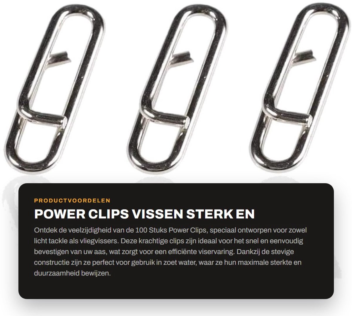 Dailygoods- Power Clips 100 Stuks - Snelle Snaps - Vissen - Licht Tackle - Vliegvissers - Duurzaam Metaal - Maximale Sterkte - Visclips