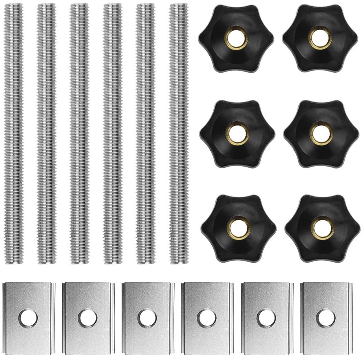 Dailygoods- Schuifmoer M8 Set van 18 - T-Track Moeren - T-Track Bouten - Aluminiumlegering - Roestvrij Staal - Praktisch Houtbewerkingsgereedschap - T-gleufmoer