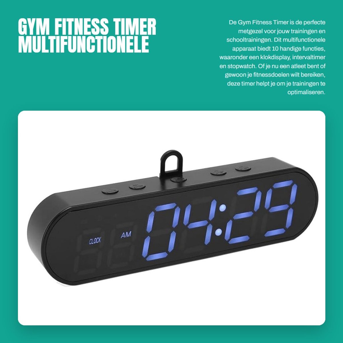 Dailygoods- Fitness Timer Multifunctioneel - Interval Timer - Stopwatch - Aftellen - Klokdisplay - 1000mAh Batterij - Intervaltimer
