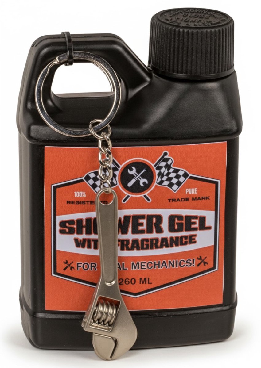 Dailygoods- Douchegel in motorolie-jerrycan 260 ml - Douchegel mannen - Verzorgingsproduct - Frisse geur - Fun-douchegel - Voor monteurs