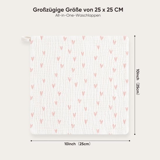 Baby Wasdoekjes Set - Molton Doekjes - Baby Verzorging - 100% Katoen - 10 Stuks - Roze Violet — afbeelding 4