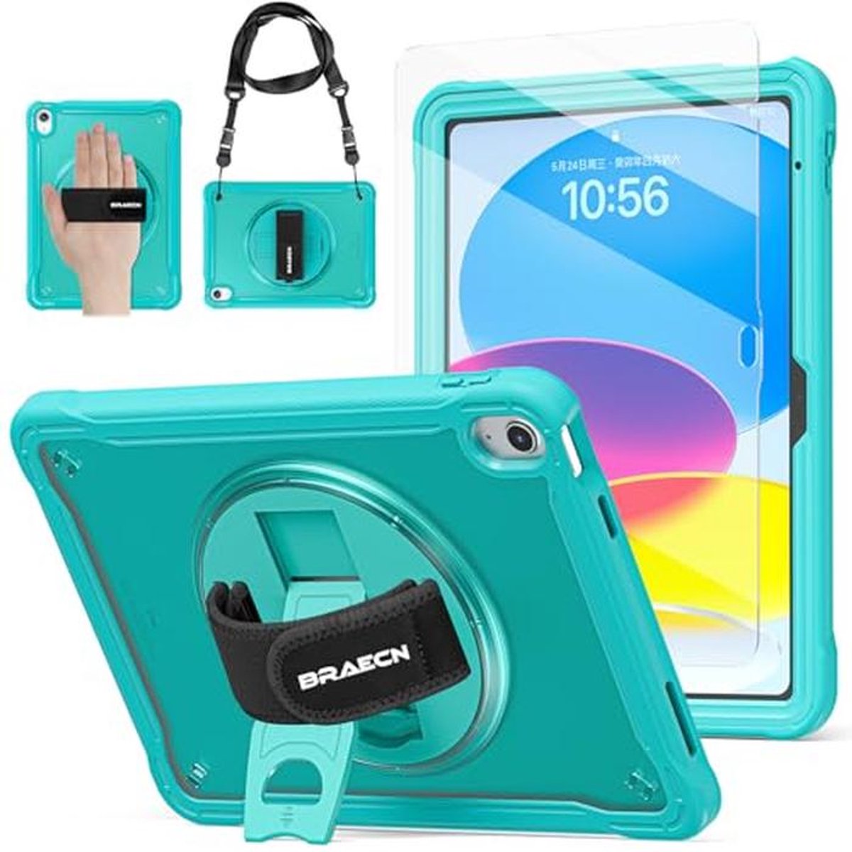 Tablet Hoes - Beschermhoes - Veilig Vervoeren - Met Schouderriem - 109 inch - Blauw