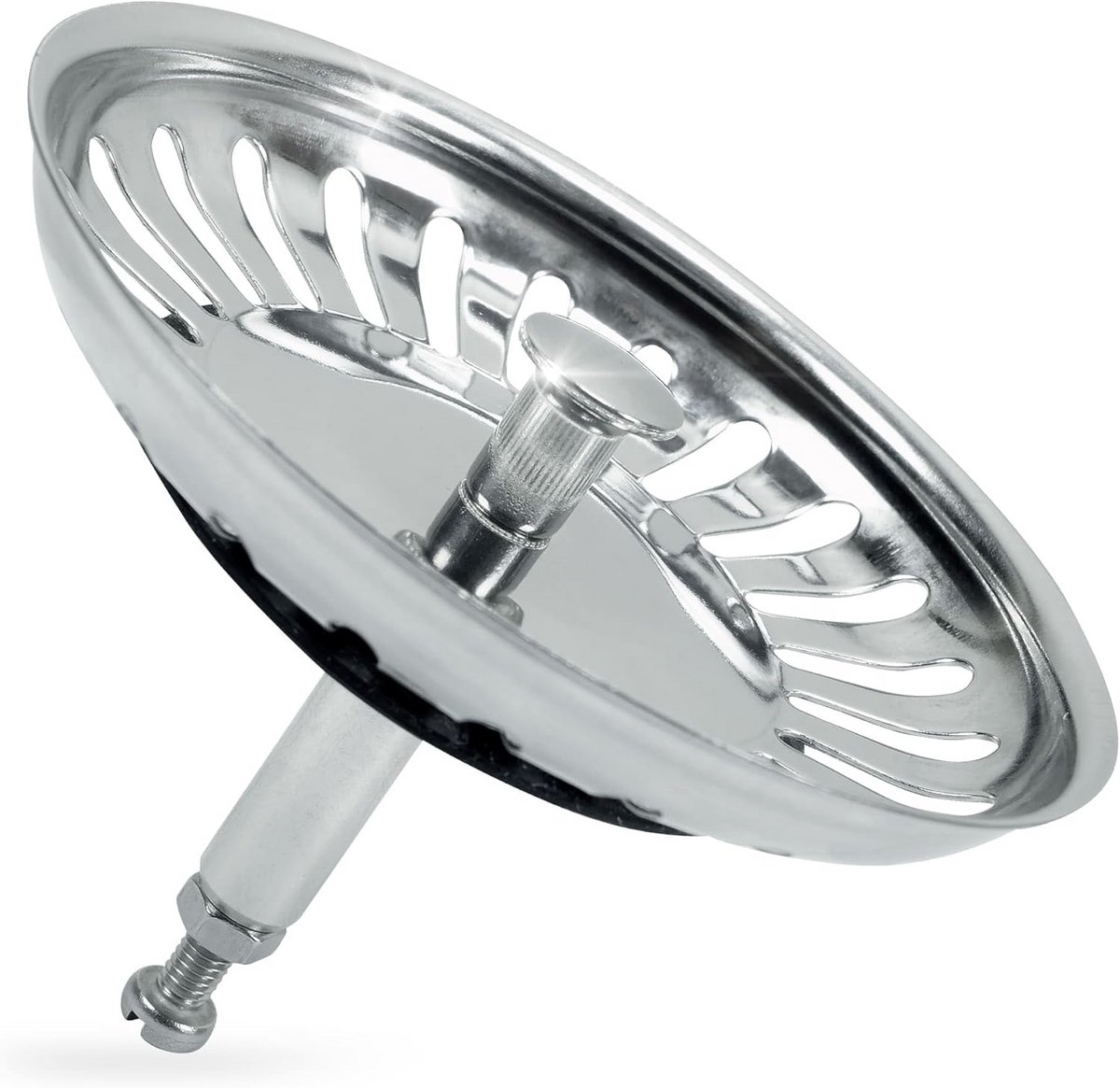 Universele Zeefmand - Douchegootstop - Keuken en Badkamer - Machinegeperst - 79 mm - Zilve