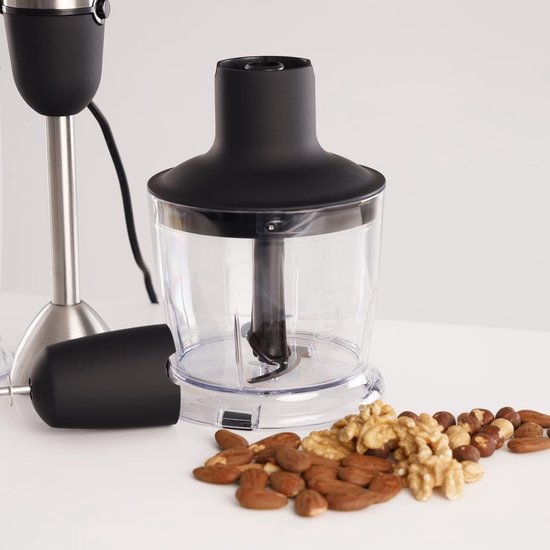 Handmixer 1000W roestvrij staal zwart met accessoires van Merkloos — afbeelding 2