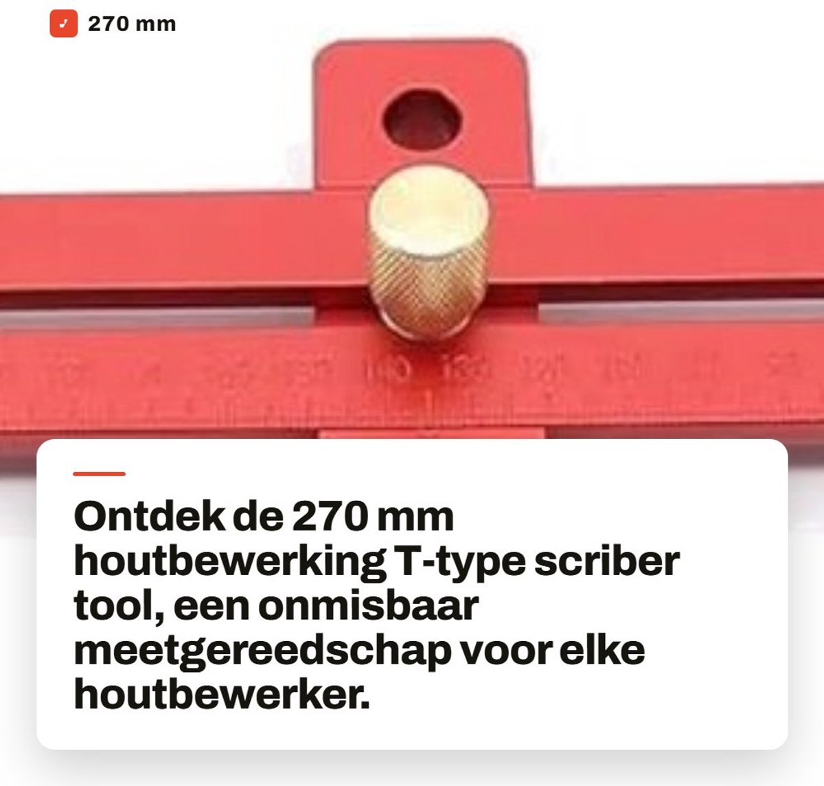 Dailygoods- Scribertool T-type 270 mm - Houtbewerking - Meetgereedschap - Aluminiumlegering - Duurzaam - Roestvrij. - Meetlat