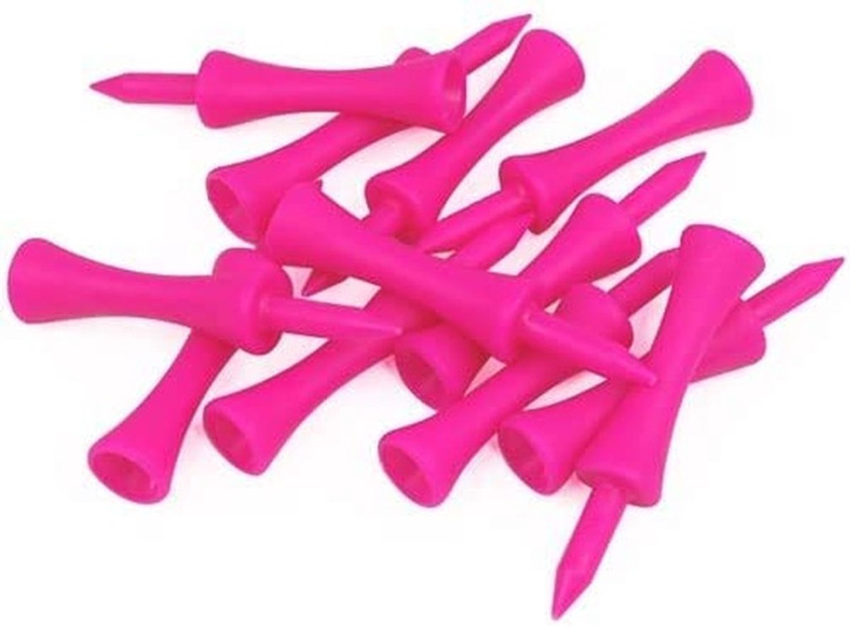 Dailygoods- Golf Tees 100 Stuks - Luminous Roze - Duurzaam Kunststof - Hoogwaardige Zichtbaarheid - Herbruikbaar - Gebruiksvriendelijke Verpakking - Golf Tee