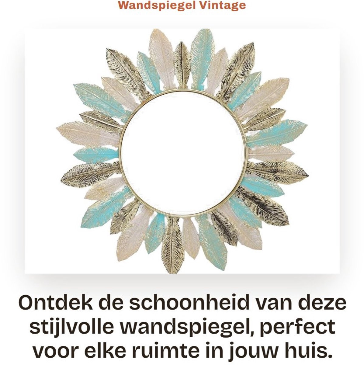 Dailygoods- Wandspiegel Hoogwaardig IJzer - Ronde Spiegel - Decoratieve Spiegel - Vintage Wanddecor - Minimalistisch Ontwerp - HD Beeld