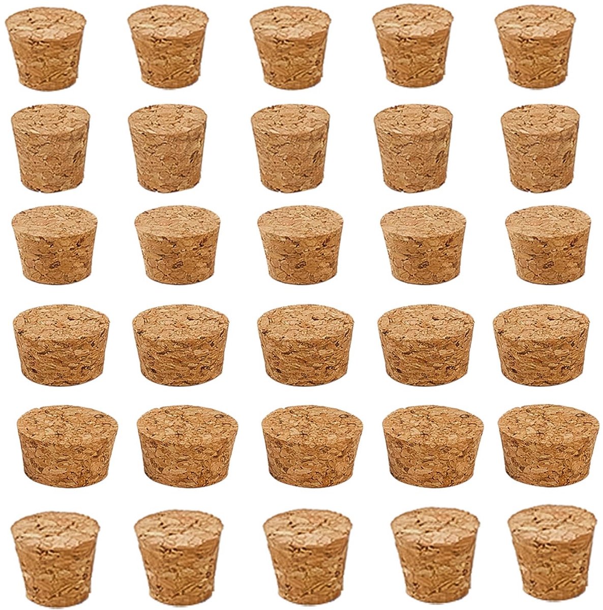 Dailygoods- Kurkstop 30 Stuks - Conische Kurkstop - Houten Flessenkurk - Multisize - Decoratieve Doppen - Geschikt voor Bruiloften - Flessendop