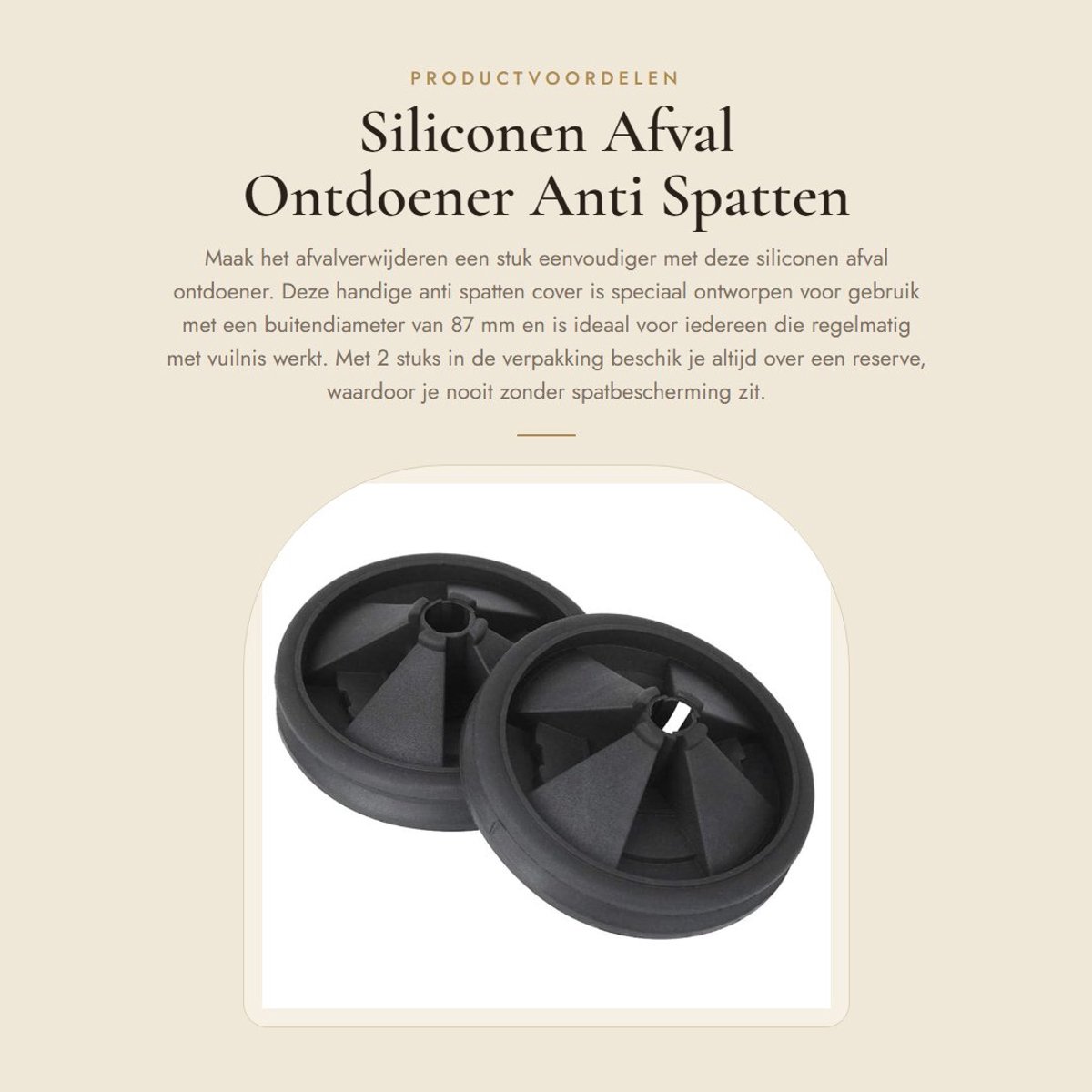 Dailygoods- Afvalontdoener 2 Stuks - Siliconen Anti-Spatten Cover - Vuilnis Verwijdering - Spatbescherming - Sink Baffle - Voor 87 Mm Buitendiameter - Afvaldeksel