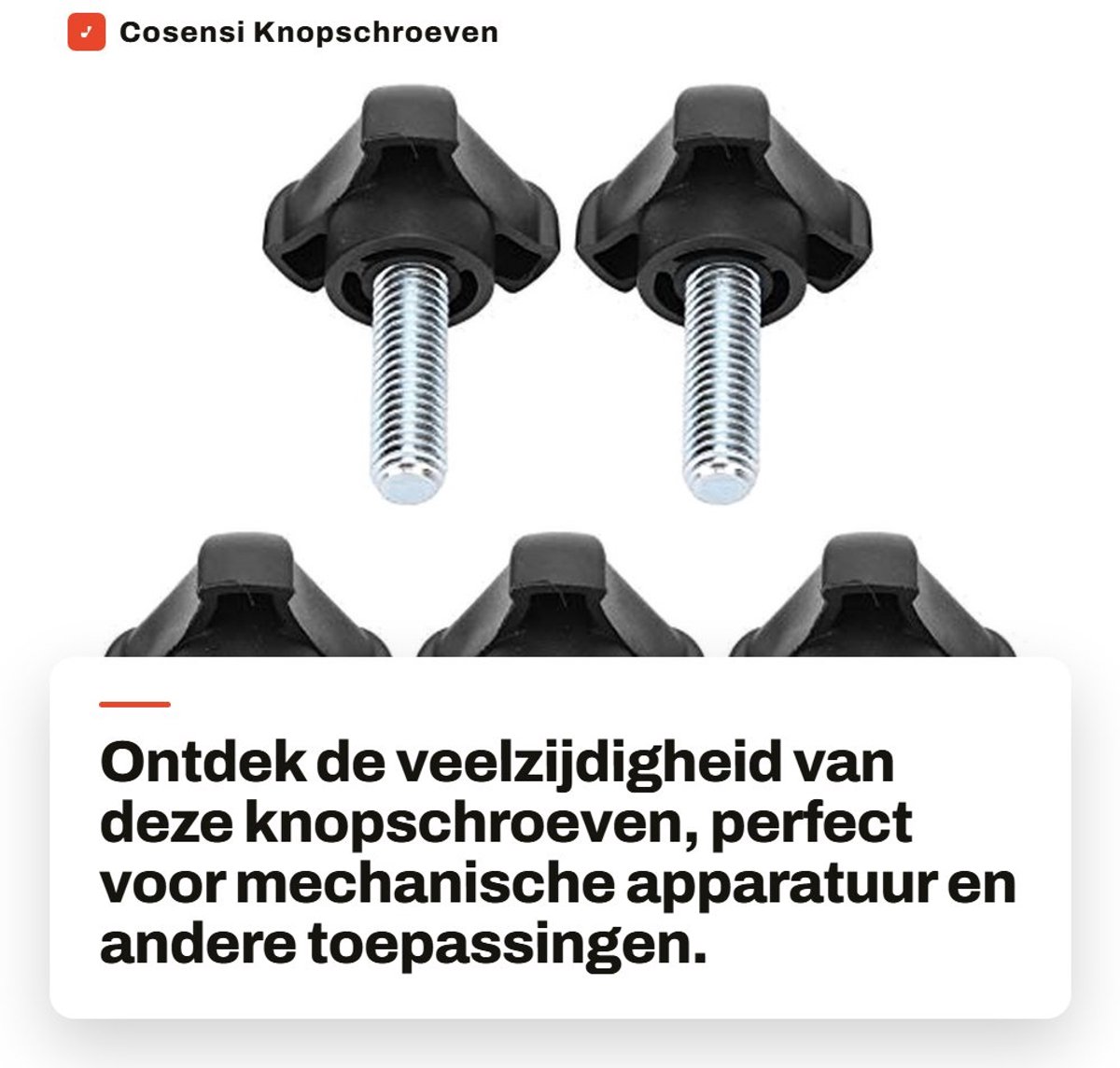 Dailygoods- Knopschroeven 5 stuks M10 - Klemknop met driehoekige kop - Kunststof - Ergonomisch ontwerp - Duurzaam - Handig in gebruik - Schroeven