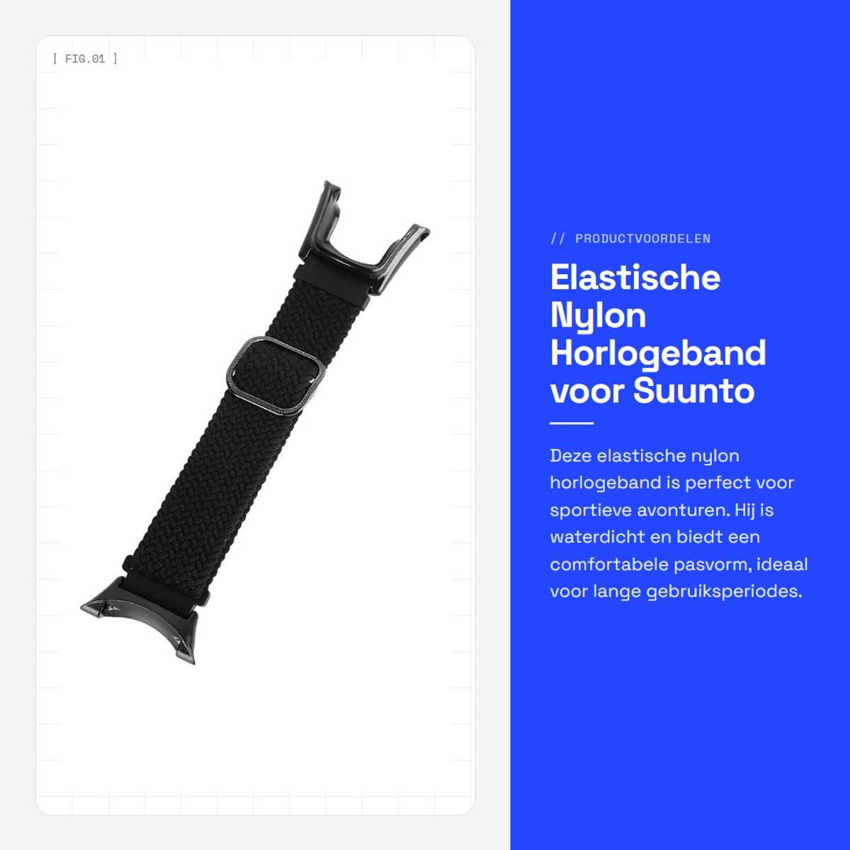 Dailygoods- Horlogeband Gevlochten Elastisch - Waterdichte Nylon - Vervangband voor Suunto Ambit 1/2/2S/2R/3 Sport - Inclusief Schroevendraaier - Comfortabel en Verstelbaar - Horlogeriem