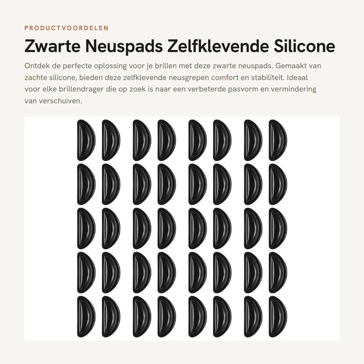 Dailygoods- Neuspads Zacht Siliconen - Zelfklevend - Antislip - D-vormig - 40 Stuks - 1,5 x 0,7 cm - Brillenpads