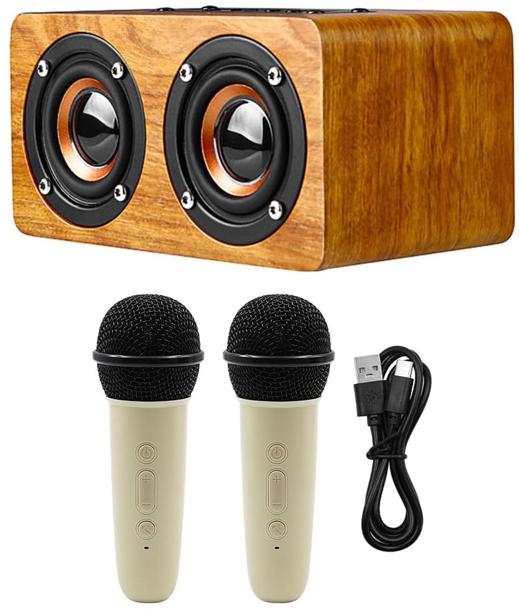 Dailygoods- Karaoke Machine Professionele Processor - Draadloze Microfoons - Bluetooth 5.0 - 1200 mAh Batterij - 4-6 Uur Zangtijd - Ideaal Cadeau - Karaoke Set