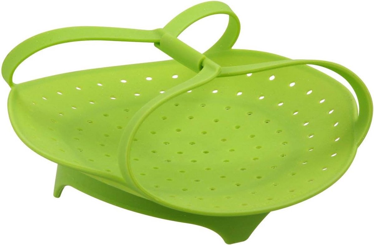 Stoommand Silicone - Kookmand Flexibel - Gezond Koken - Praktische Handgrepen - Diameter 20 cm - Groen