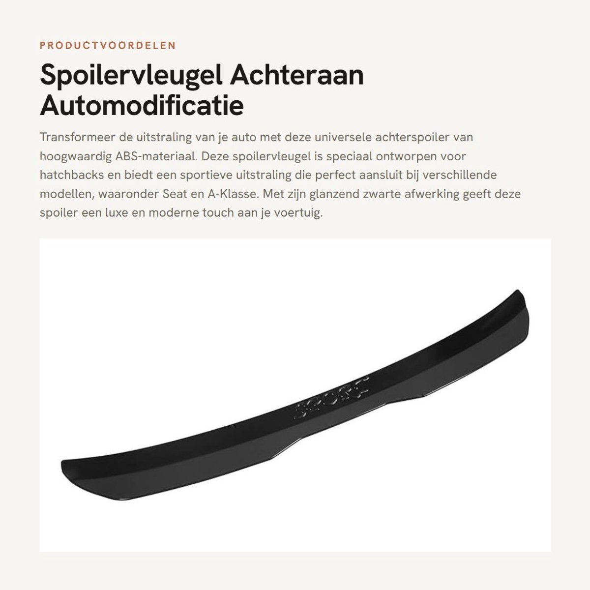 Dailygoods- Achterspoiler Universeel - Vleugel - ABS - Accessoires - Automodificatie - Glanzend Zwart - Maxton-stijl