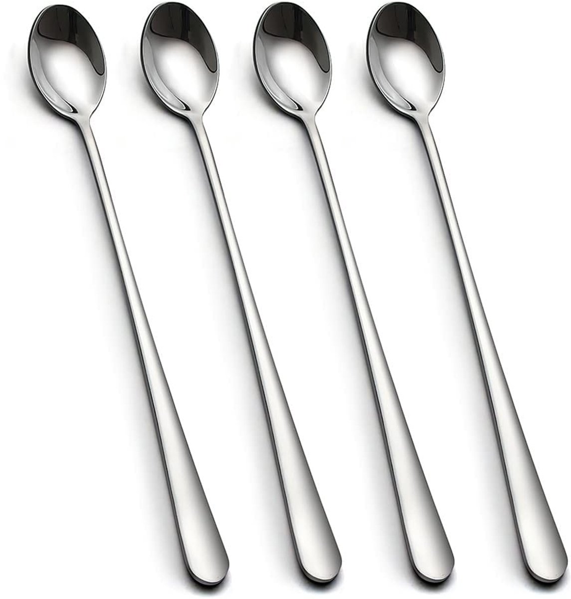 Dailygoods- Lattelepels set van 4 - Roestvrijstalen lange steel - IJslepels - Cocktaillepels - Duurzaam en gemakkelijk schoon te maken - 22,3 cm - Theelepels