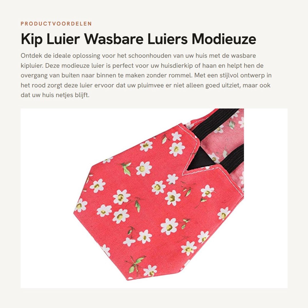 Dailygoods- Luier Wasbaar - Modieuze Luierdoek - Verstelbare Band - Klittenband - Voor Kippen - Houdt Huis Schoon - Dierenluier