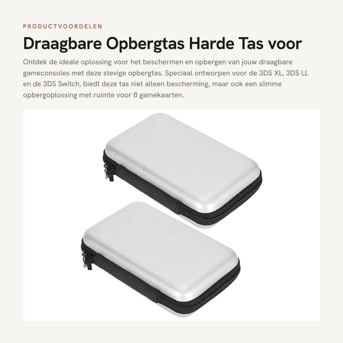 Dailygoods- Opbergtas Draagbaar - 2 Stuks - EVA Harde Tas - Geschikt voor 3DS XL/LL/Switch - 8 Gamekaartsleuven - Schokbestendig - Gameconsole Tas