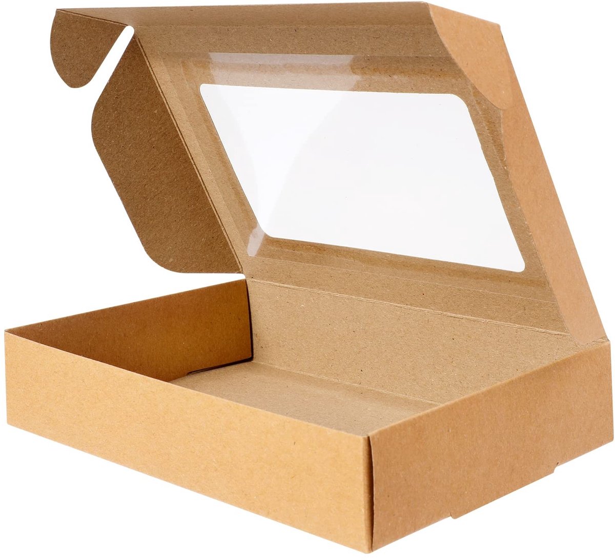 Dailygoods- Candy Boxes 12 Stuks - Kraftpapier - Lege Verpakkingsdozen - Met Raam - 18x11,5x3,3 cm - Geschikt voor Feestjes