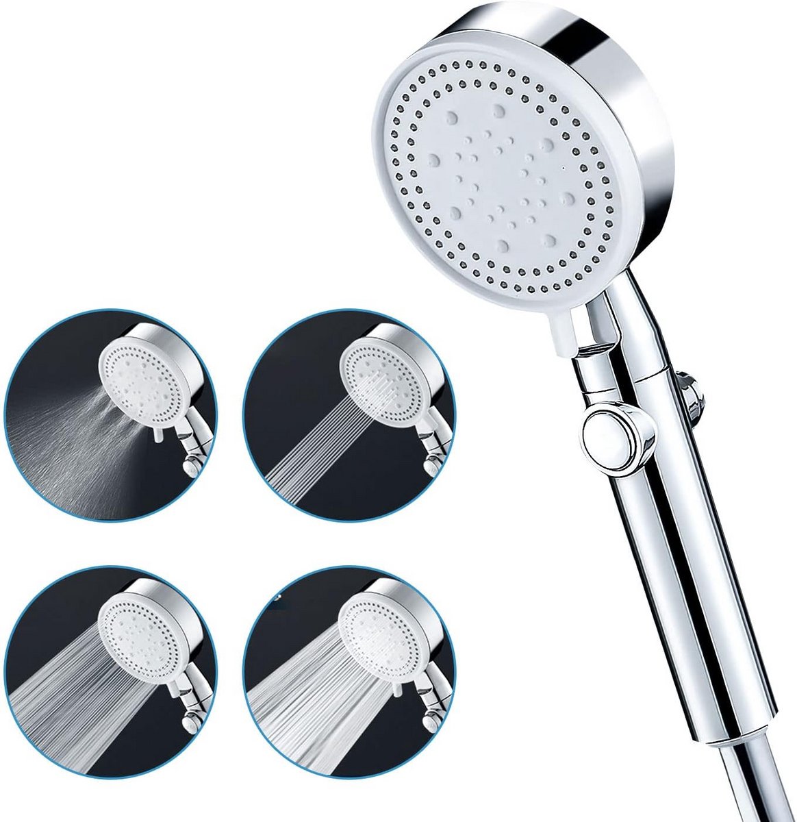Regendouchekop - Handdouche - Ontspannend Douchen - 5 Instellingen - 27 cm - Zilver