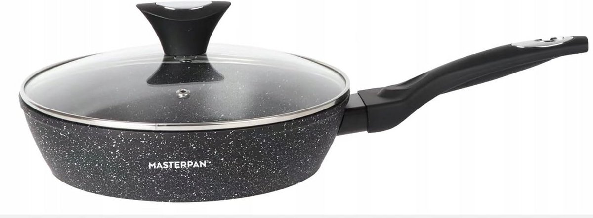Antiaanbak Braadpan Diepe Koekenpan Gezond Koken Marmeren Coating 20 cm Zwart