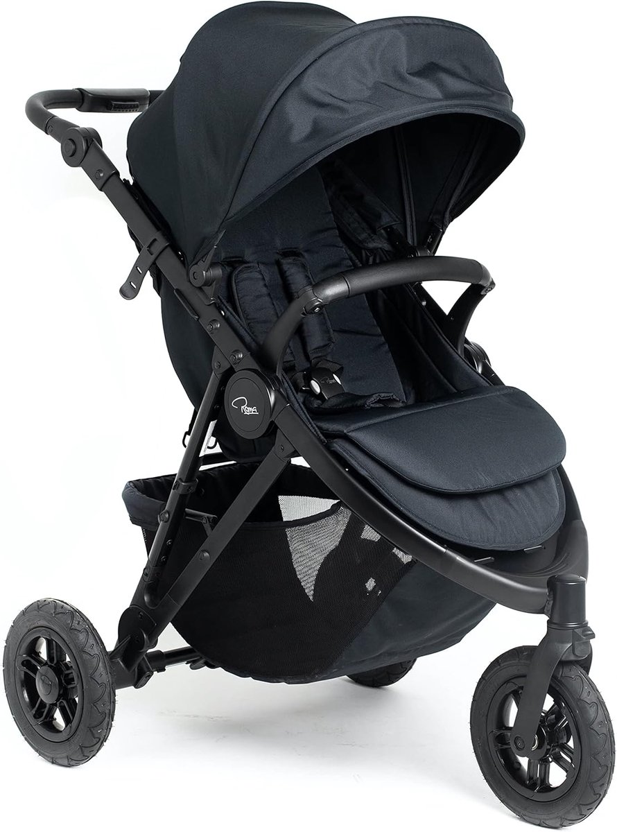 Kinderwagen driewieler - Compacte buggy - Baby vervoer - Met één hand opvouwbaar - 105 cm hoog - Zwart