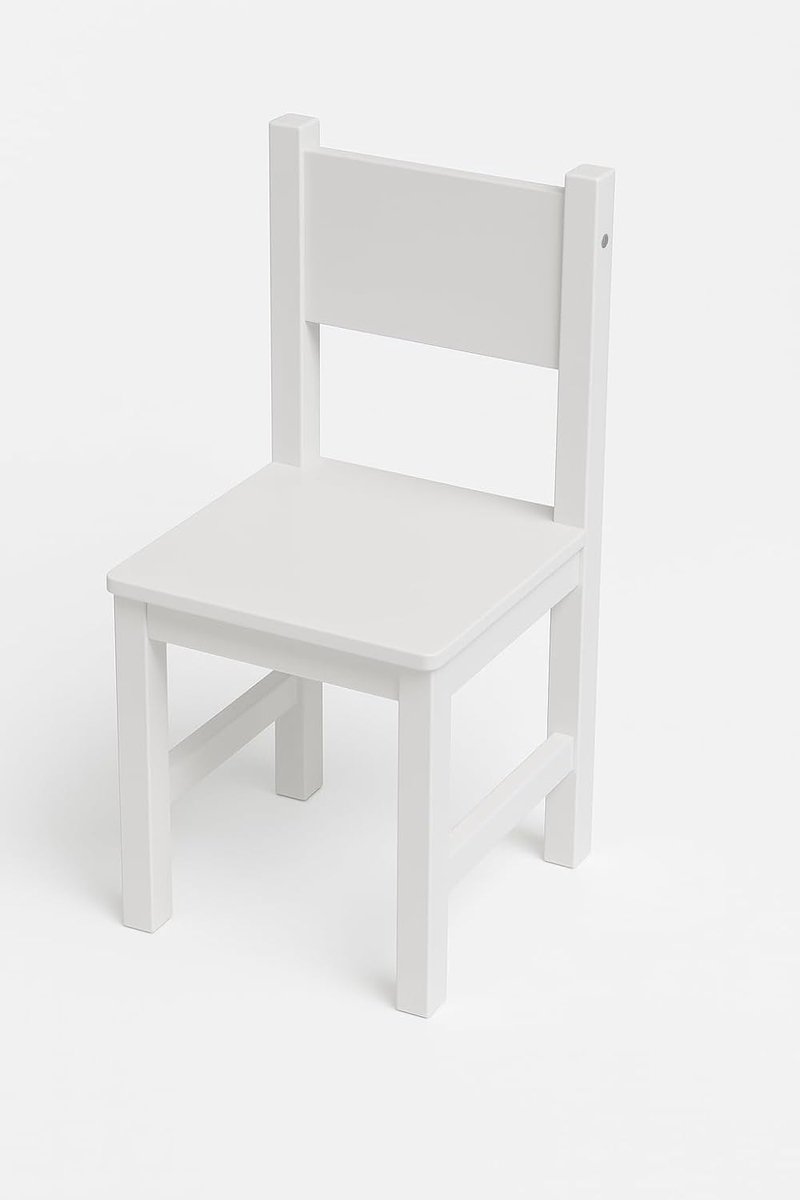 Kinderstoel Hout - Eetstoel Baby - Veilig Eten - Massief Hout - 60 cm Hoog - Wit