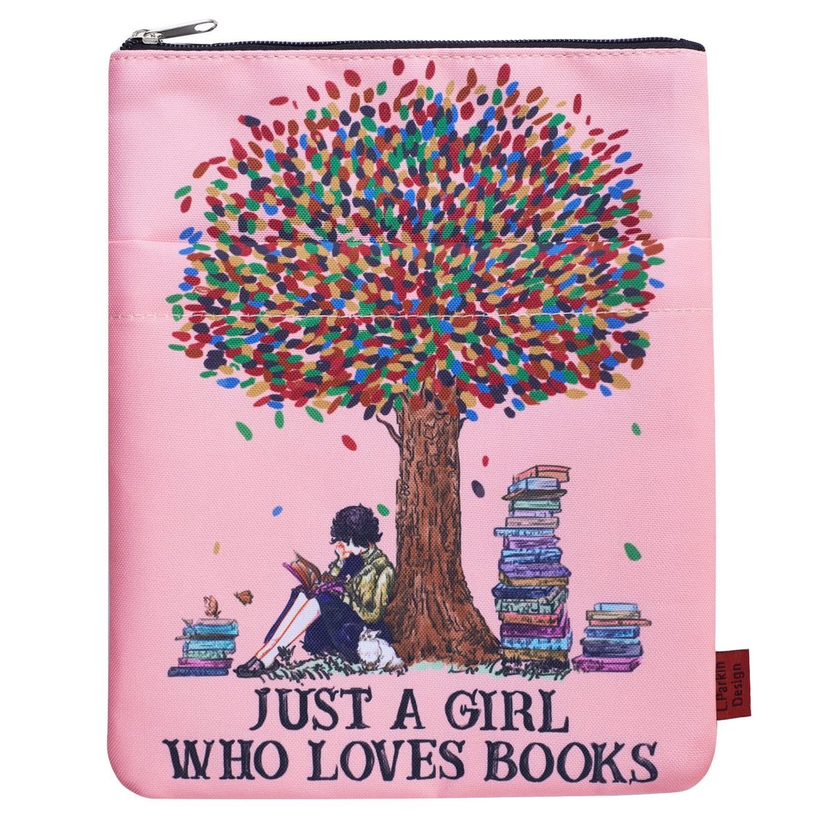 Dailygoods- Boekomslag met Rits - Wasbare Stof - 28 x 21,5 cm - Boekhoes - Cadeau voor Boekliefhebbers - Inclusief Vak voor Notebook/Pennen