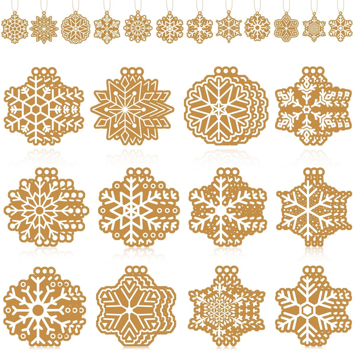 Dailygoods - 36 Stuks Houten Peperkoek Sneeuwvlok Ornamenten