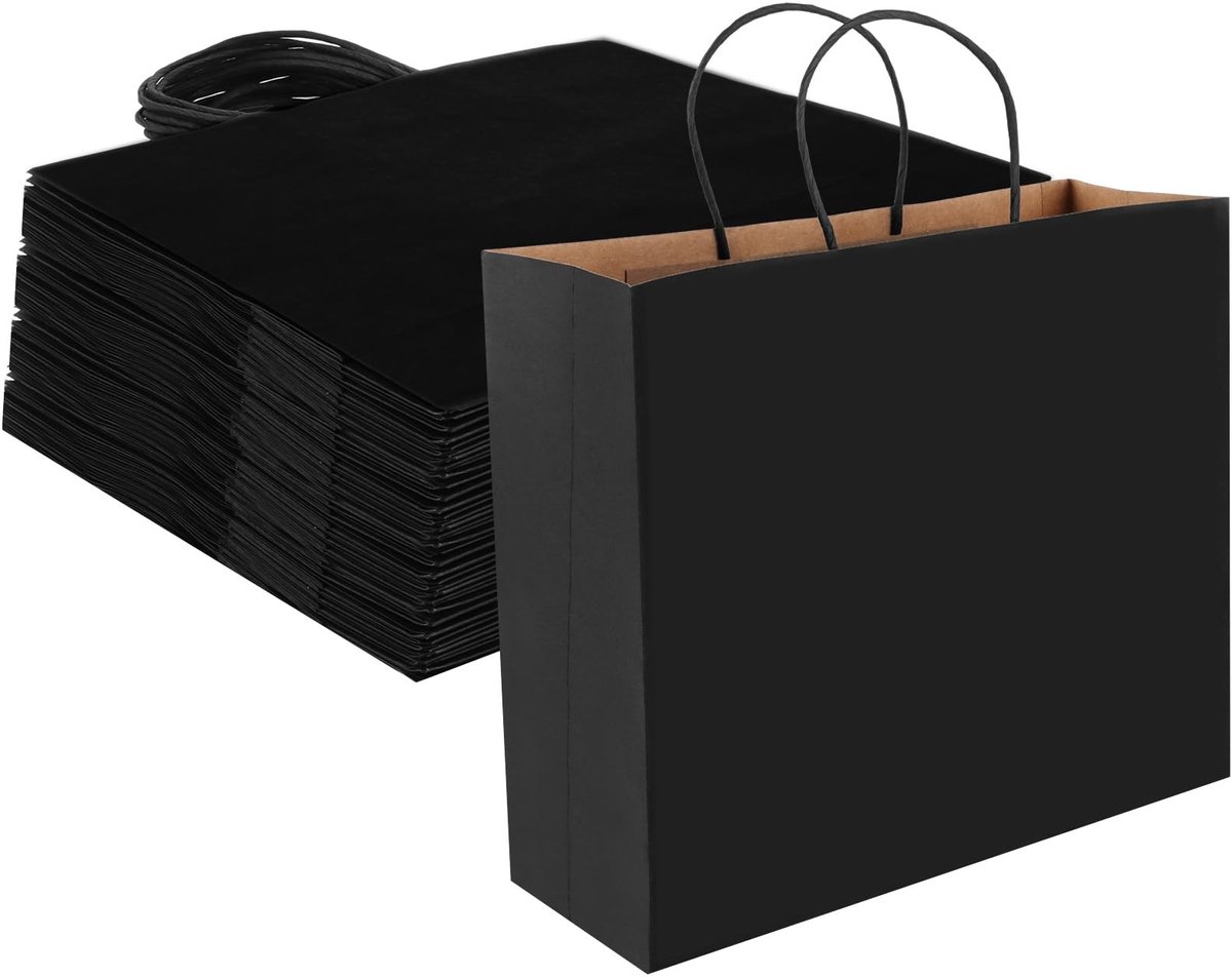 Dailygoods- Papieren Zakken 30 Stuks - Grote Zakken met Handvat - Kraftpapier - Cadeauzakjes - Boodschappentassen - 32 x 27 x 11 cm
