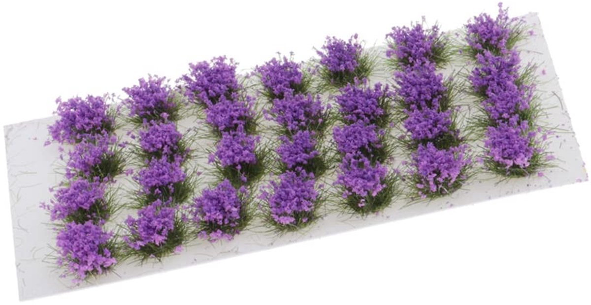 Dailygoods - Statische grasboeien - Kunstgras modellering - Zelfklevend - Lila - Wargaming terreinmodel - 32 stuks