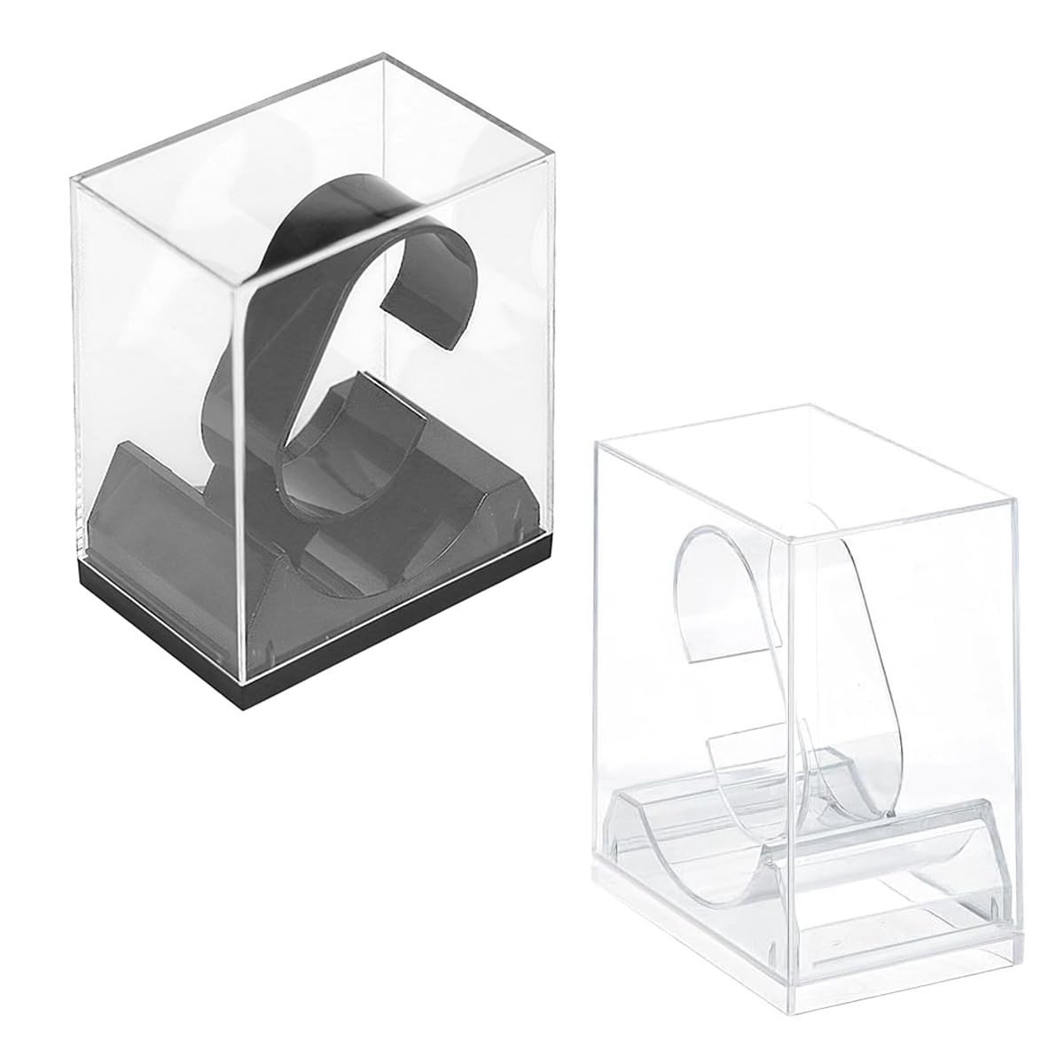 Dailygoods - Set van 2 Moderne Rechthoekige Horlogestandaards in Helder en Zwart