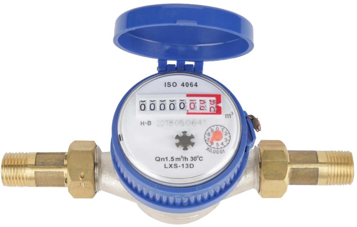 Dailygoods- Watermeter Nauwkeurig - Koudwatermeter - 15 mm/1/2 inch - IJzer/ABS - Beschermhoes - Flexibele Installatie - Watermeter Voor Tuin