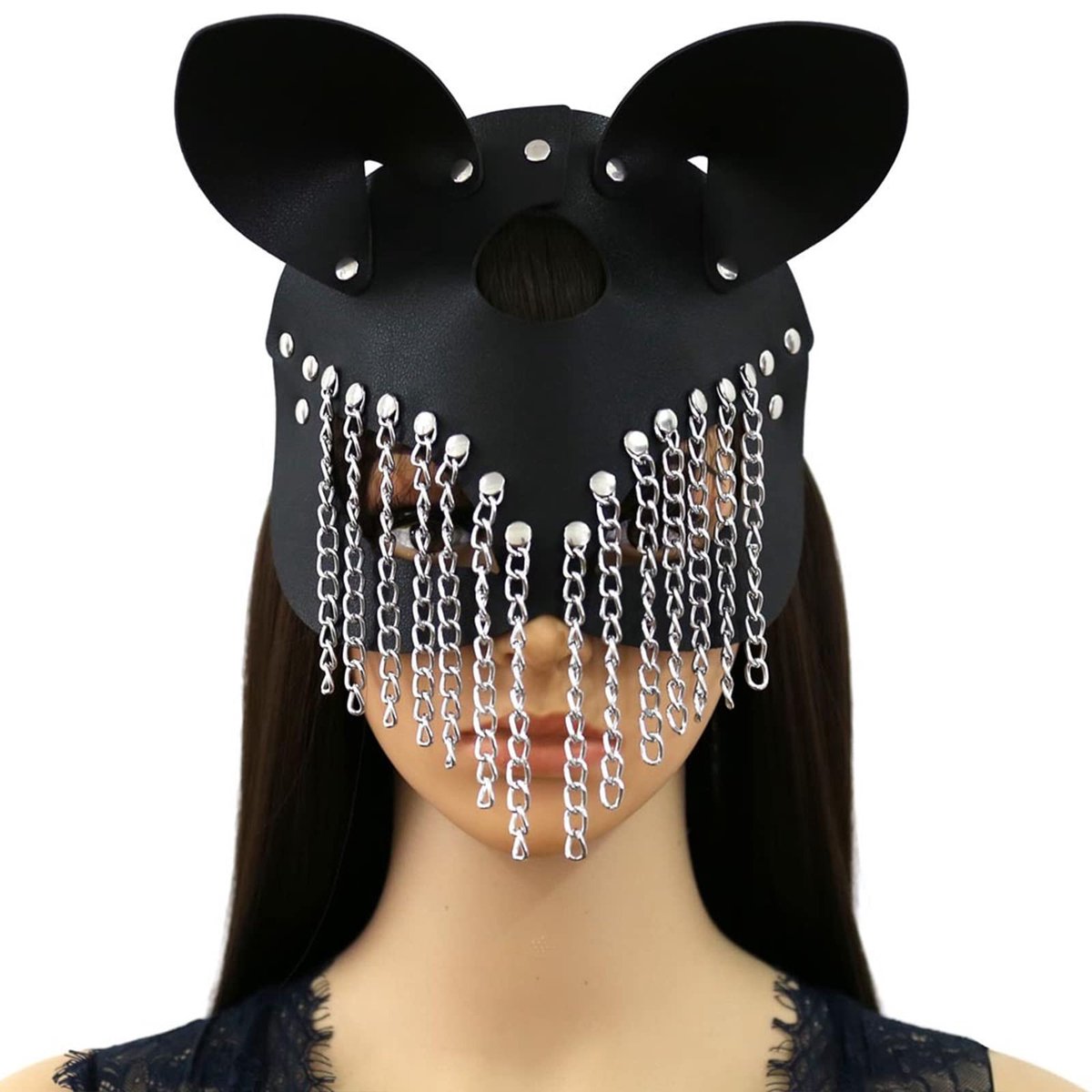 Dailygoods- Halfgelaatsmasker Luxe - Kattenmasker - Oogmasker - Verstelbaar - PU-leer - Comfortabel - Sexy Look - Feestmasker